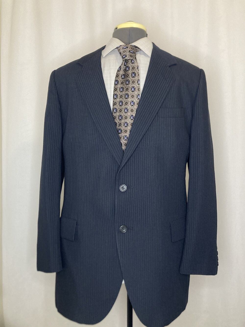 Kuppenheimer Mens 41R Blazer Blue Striped Wool Large 45" Sport Coat Suit Jacket